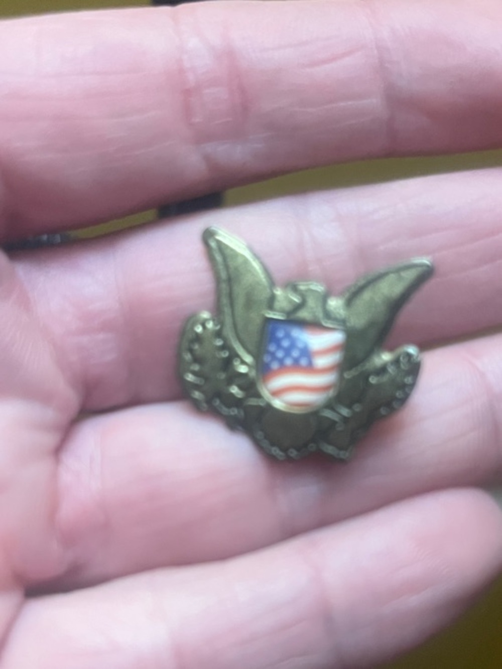 Patriotic Eagle Lapel Pin with American Flag Shield